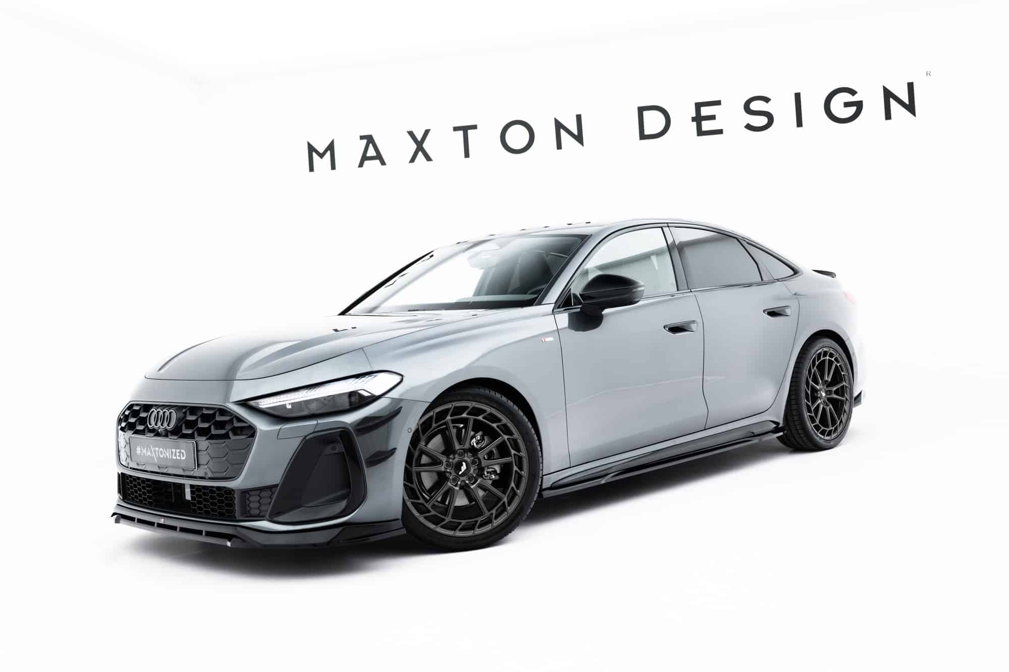 MAXTON DESIGN - Lišty pod bočné prahy, Audi A5 S-Line Sedan / Avant B10, Čierny lesk – Obrázok 2