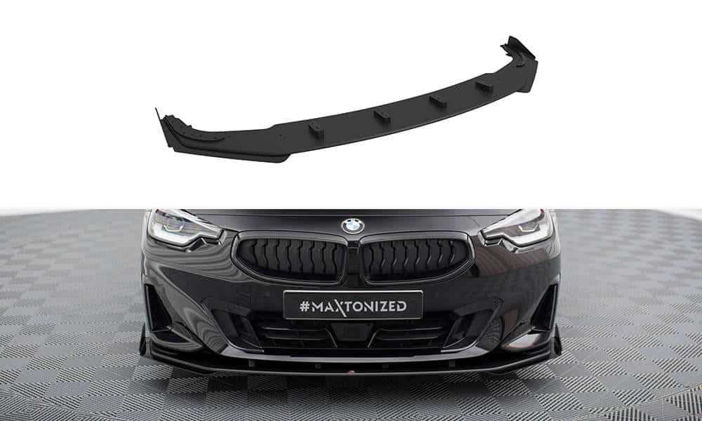 MAXTON DESIGN - Street Pro Spojler pod predný nárazník + Splitre vhodné pre BMW 2 Coupe G42, Čierna Matná