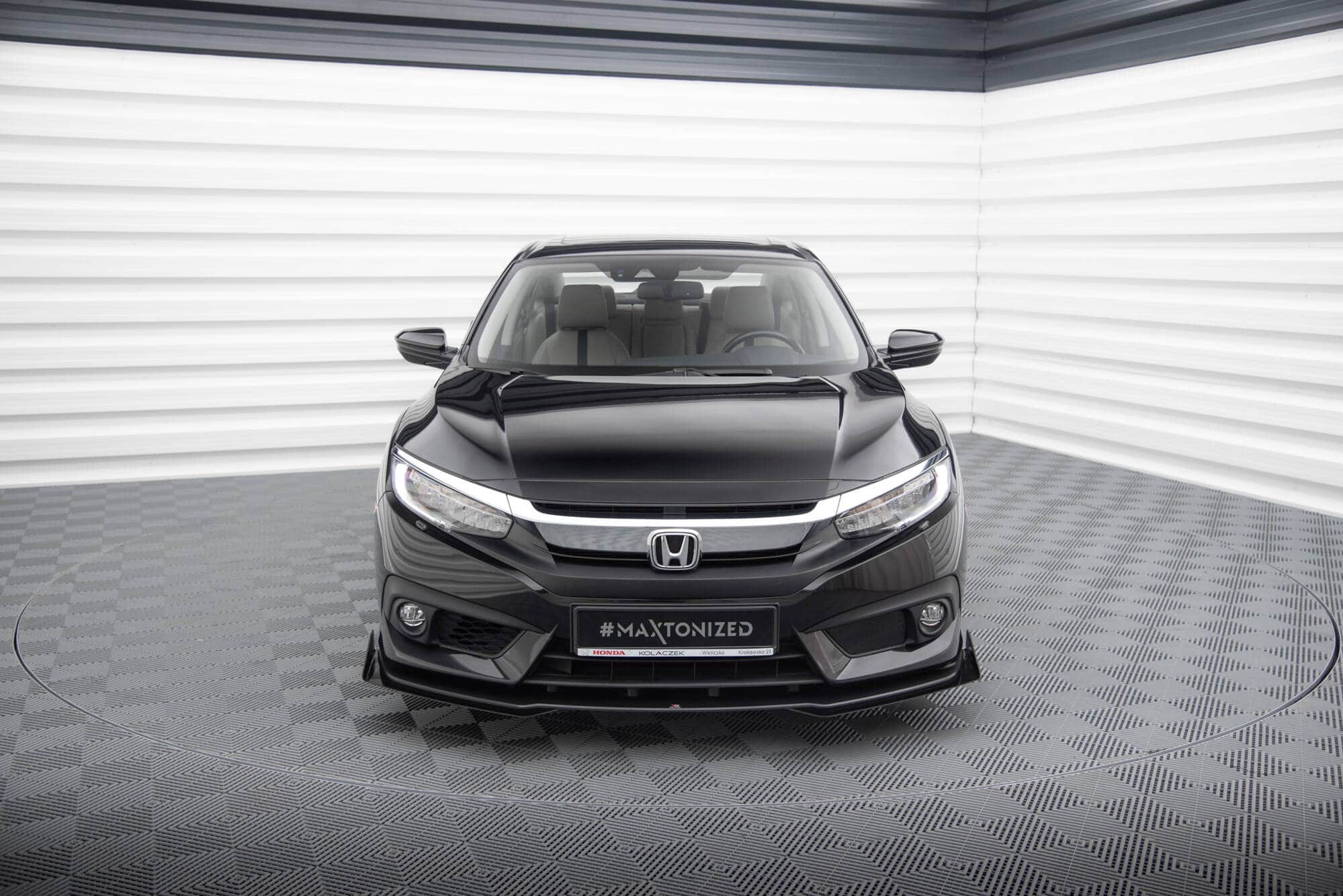 MAXTON DESIGN - Street pro Spojler pod predný nárazník + Splitre, Honda Civic Mk10, Čierna Matná – Obrázok 2