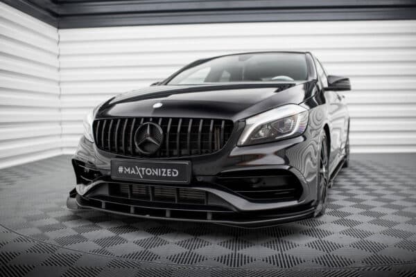 MAXTON DESIGN - Street Pro Spojler pod predný nárazník + Splitre Mercedes-Benz A AMG-Line W176 Facelift, Čierna Matná – Obrázok 6