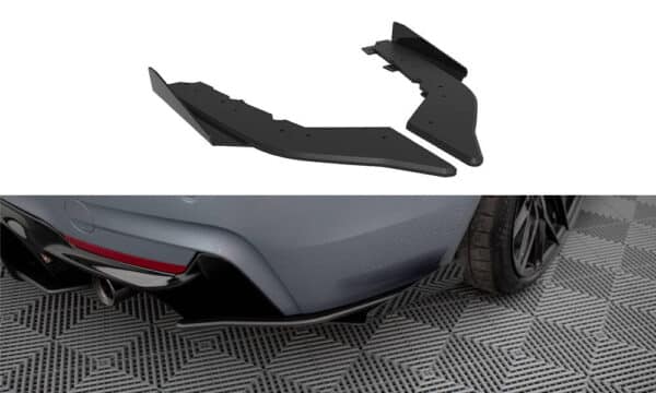 MAXTON DESIGN - Street pro Bočné spojlere pod zadný nárazník + Splitre, vhodné pre BMW 435i Coupe M-Pack F32, Čierna Matná