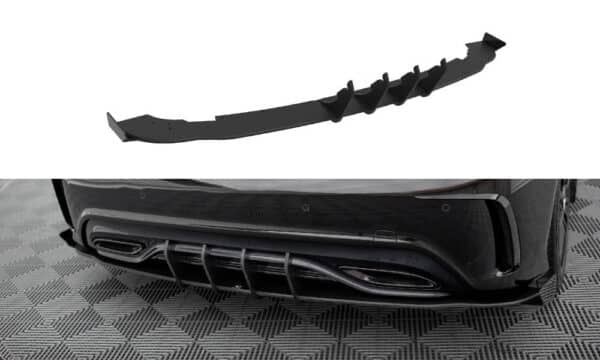 MAXTON DESIGN - Street Pro Spojler pod zadný nárazník + Splitre Mercedes-Benz A AMG-Line W176 Facelift, Čierna Matná