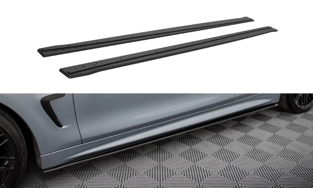 MAXTON DESIGN - Street pro Lišty pod bočné prahy, vhodné pre BMW 4 Coupe / Gran Coupe / Cabrio M-Pack F32 / F36 / F33, Čierna Matná