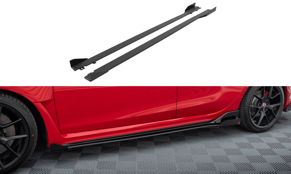 MAXTON DESIGN - Street Pro Lišty pod bočné prahy + Splitre Honda Civic Type-R Mk 11, Čierna Matná