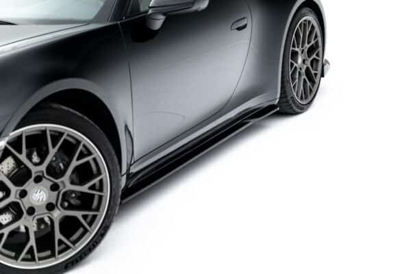 MAXTON DESIGN - Lišty pod bočné prahy V.1, Porsche 911 Carrera Sport Design 992, Čierny lesk
