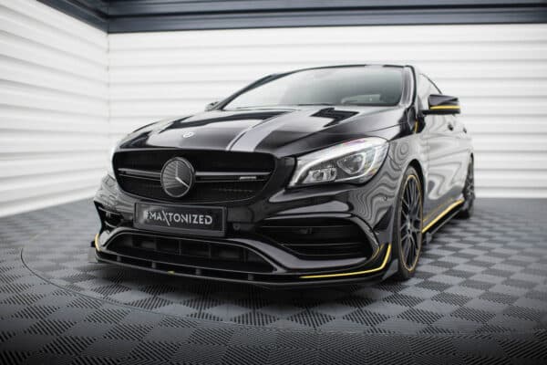 MAXTON DESIGN - Street pro Spoiler pod predný nárazník + Splitre Mercedes-AMG CLA 45 Aero C117 Facelift, Čierna Matná