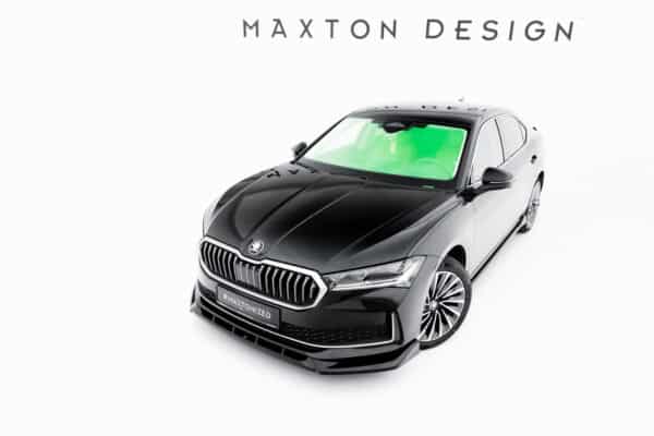 MAXTON DESIGN - Spoiler pod predný nárazník V.2, Skoda Superb Mk4, Čierny lesk