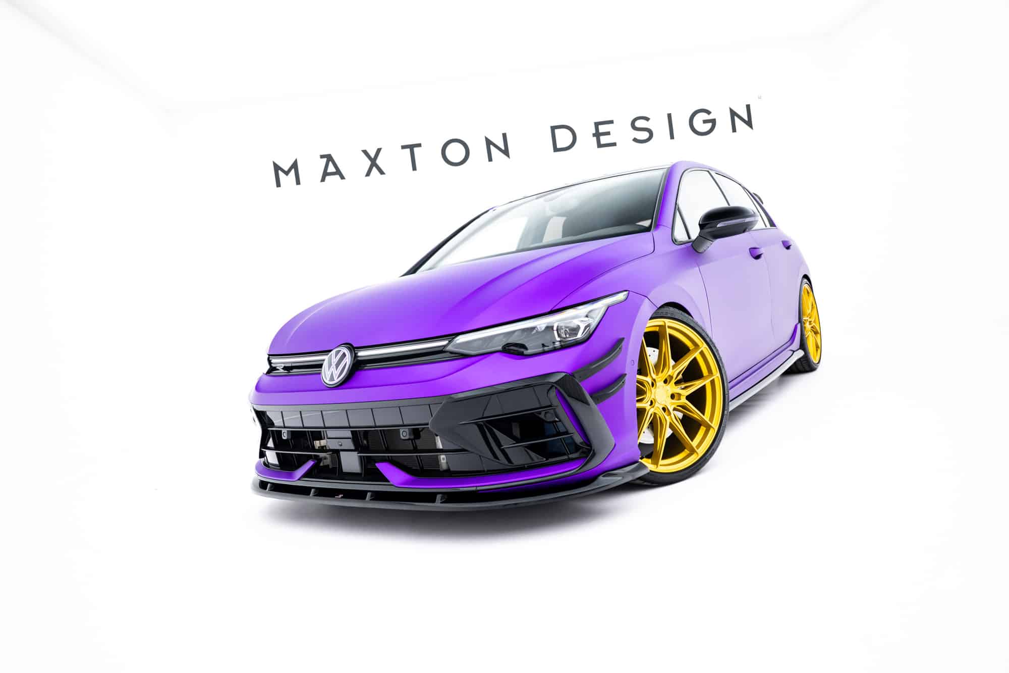 MAXTON DESIGN - Spoiler pod predný nárazník V.2, Volkswagen Golf R Mk8 Facelift, Čierny lesk