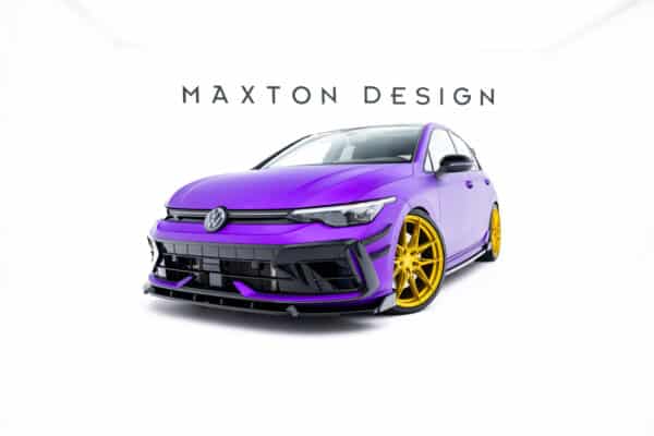 MAXTON DESIGN - Spoiler pod predný nárazník V.3 + Splitre, Volkswagen Golf R Mk8 Facelift, Čierny lesk