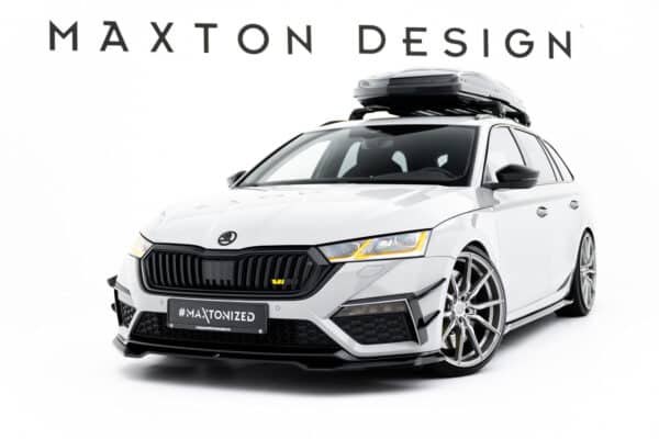 MAXTON DESIGN - Spoiler pod predný nárazník V.4, Skoda Octavia RS Mk4, Čierny lesk