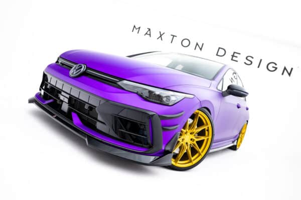 MAXTON DESIGN - Spoiler pod predný nárazník V.4, Volkswagen Golf R Mk8 Facelift, Čierny lesk