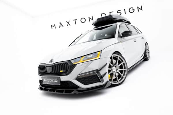 MAXTON DESIGN - Spoiler pod predný nárazník V.5, Skoda Octavia RS Mk4, Čierny lesk