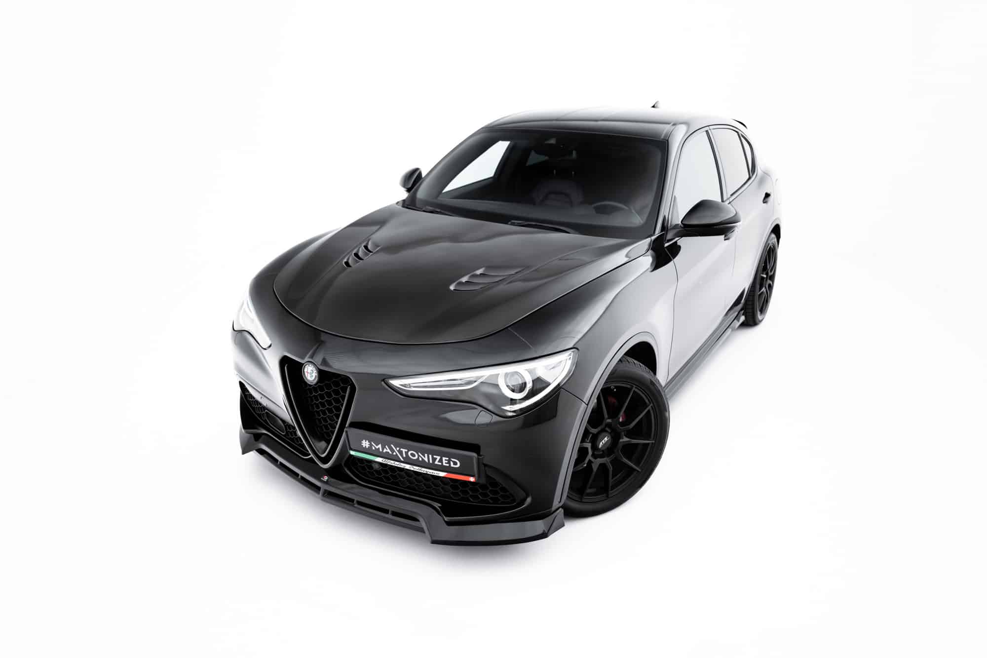 MAXTON DESIGN - Spoiler pod predný nárazník V.3, Alfa Romeo Stelvio Mk1 Čierny lesk – Obrázok 2