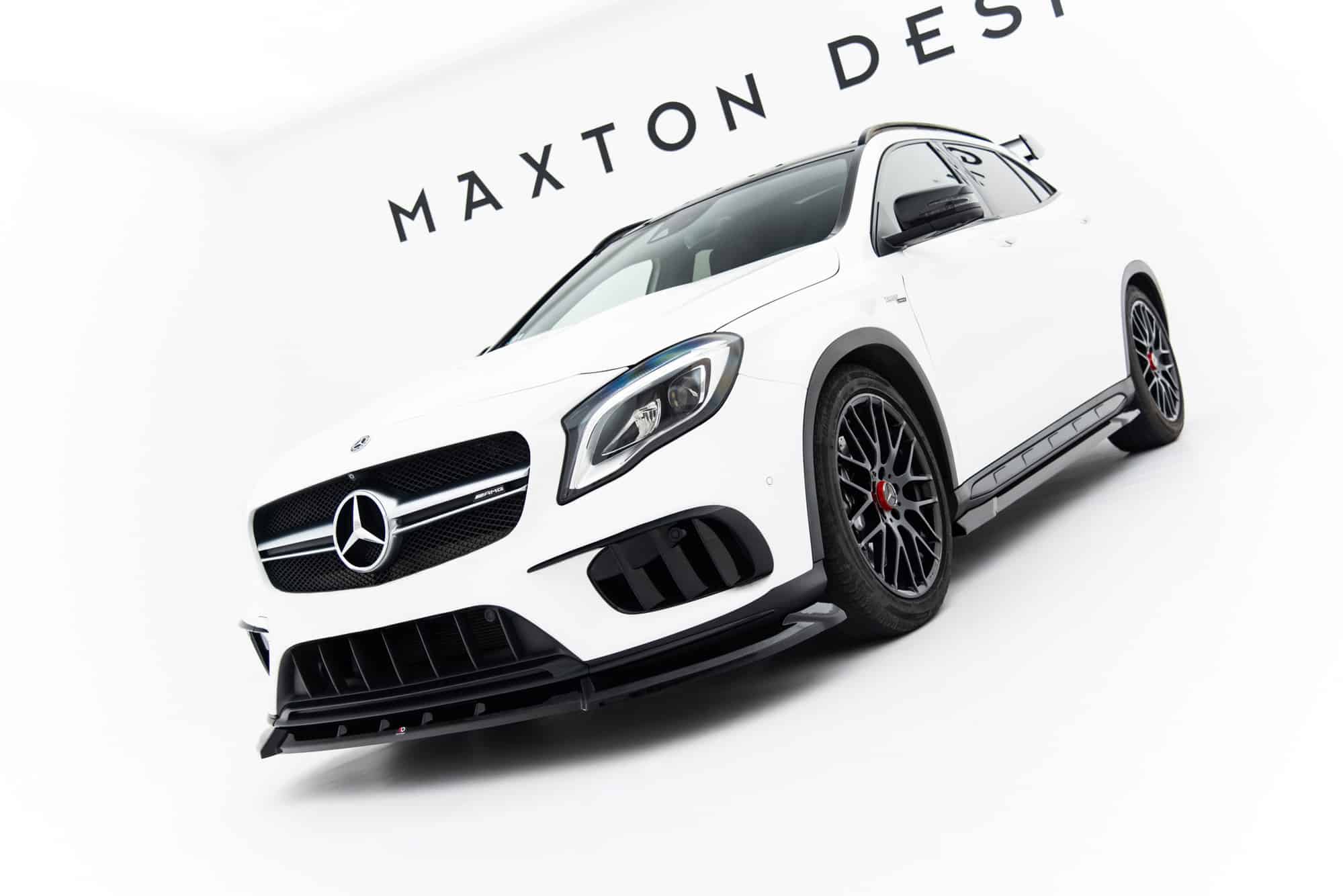 MAXTON DESIGN - Spoiler pod predný nárazník, Mercedes-Benz GLA 45 AMG X156 Facelift, Čierny lesk