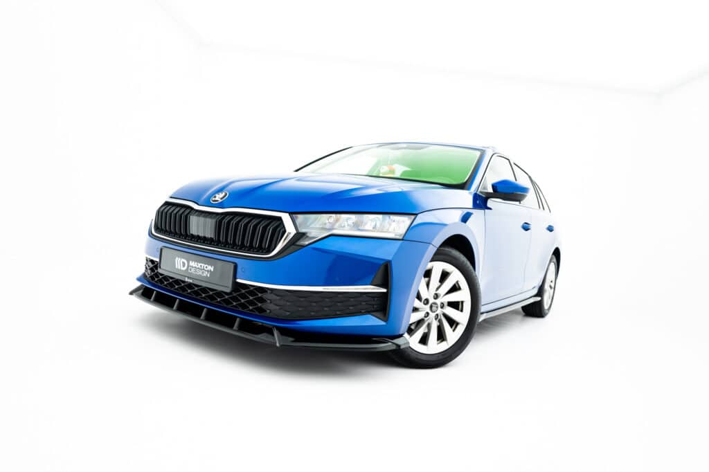 MAXTON DESIGN - Spoiler pod predný nárazník, Skoda Octavia Liftback / Combi Mk4 Facelift, Čierny lesk