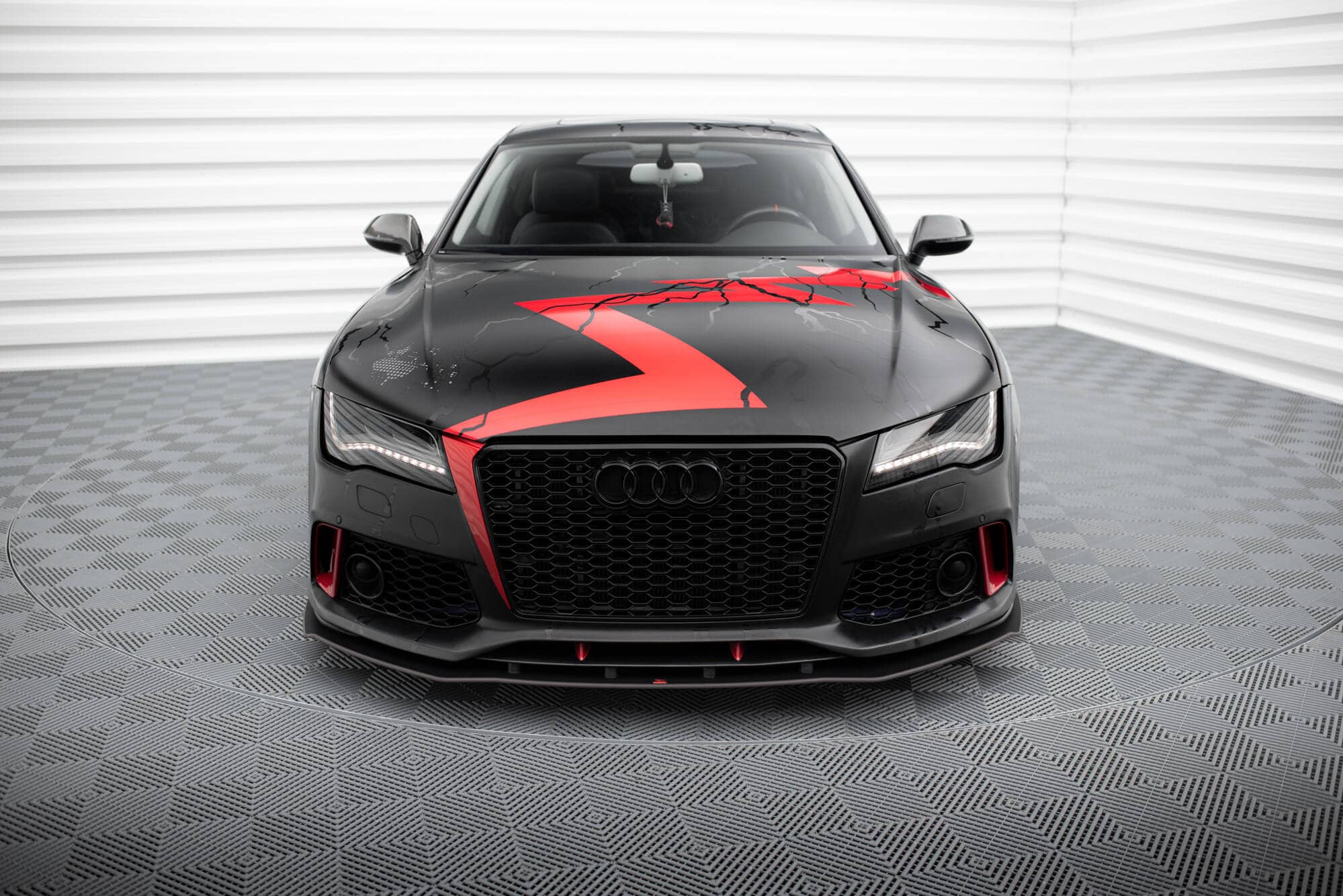 MAXTON DESIGN - Street Pro Spoiler pod predný nárazník, Audi A7 RS7 Look C7, Čierna Matná – Obrázok 2