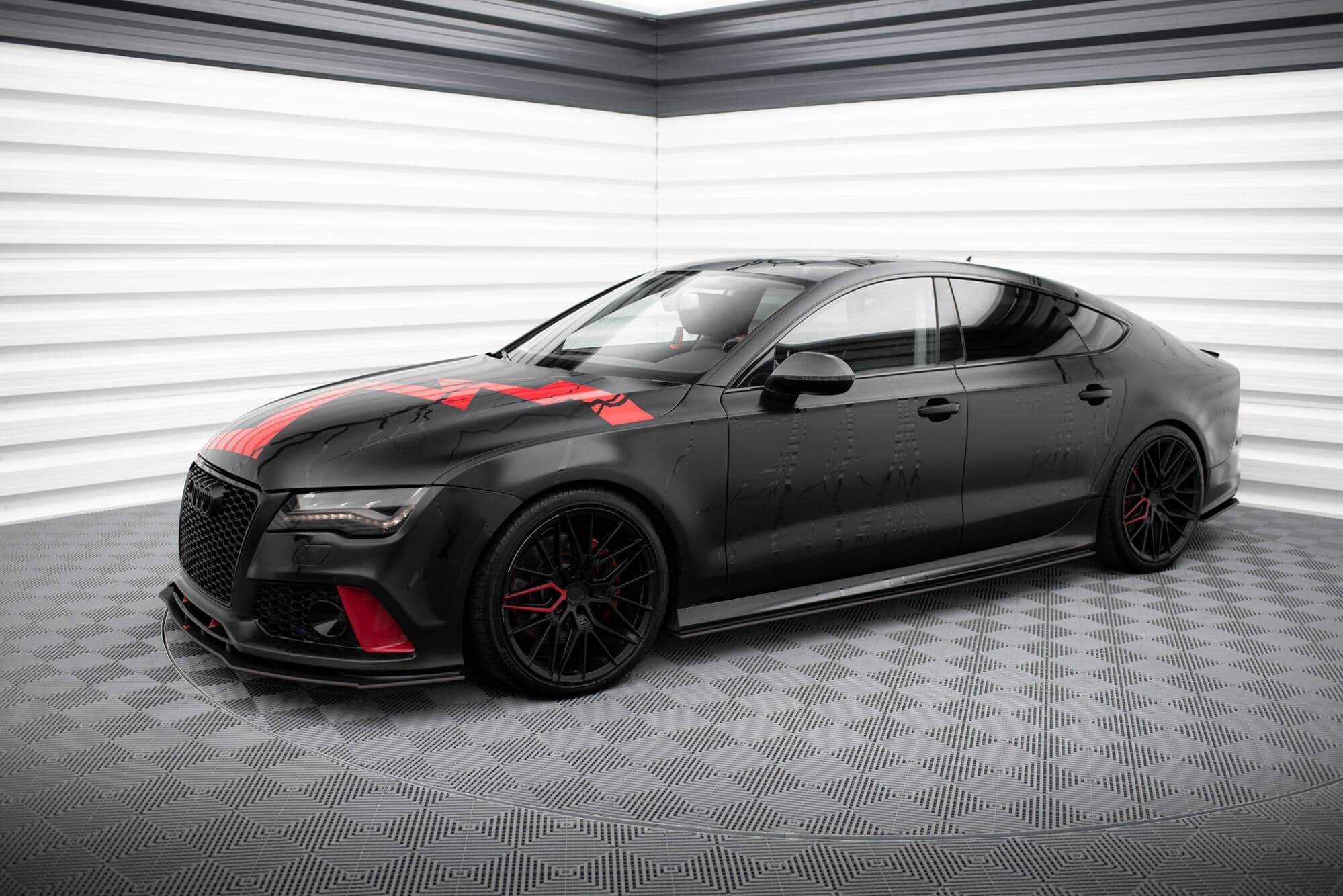 MAXTON DESIGN - Street Pro Spoiler pod predný nárazník, Audi A7 RS7 Look C7, Čierna Matná – Obrázok 5