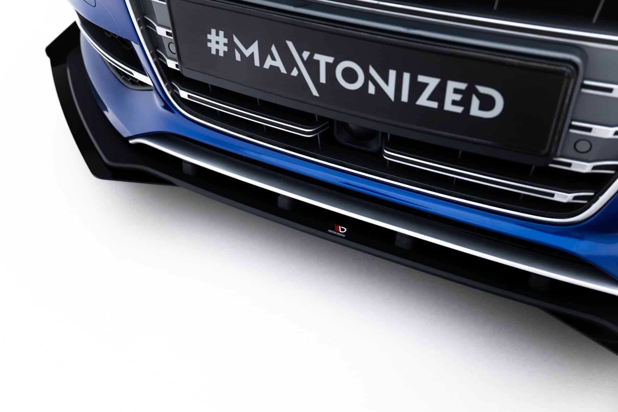 MAXTON DESIGN - Street Pro Spoiler pod predný nárazník + Splitre, Audi S3 / A3 S-Line Sedan 8V, Čierna Matná – Obrázok 6
