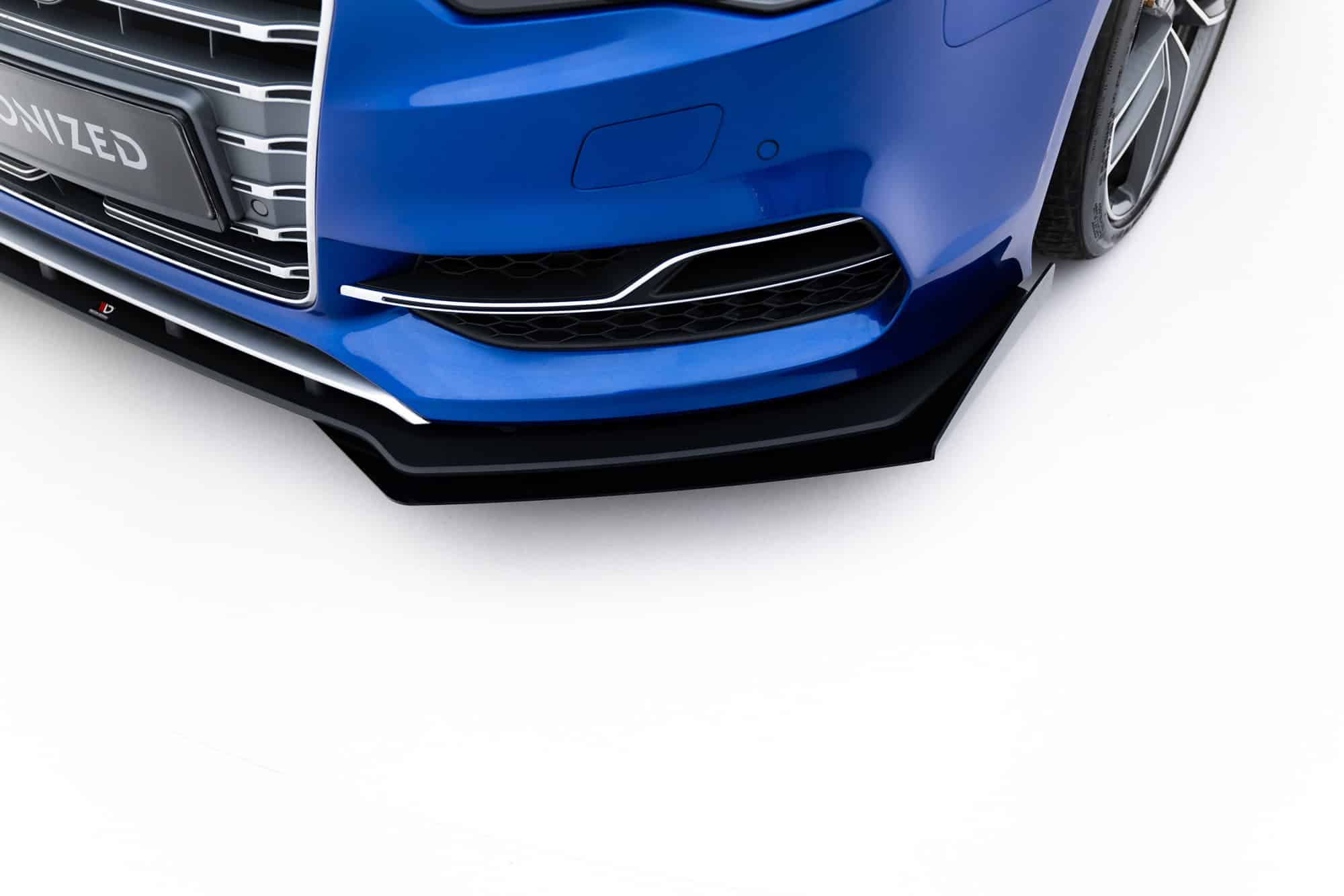 MAXTON DESIGN - Street Pro Spoiler pod predný nárazník + Splitre, Audi S3 / A3 S-Line Sedan 8V, Čierna Matná – Obrázok 5