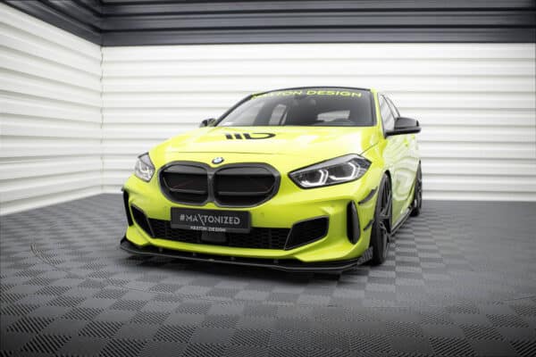 MAXTON DESIGN - Street Pro Spoiler pod predný nárazník + Splitre,  vhodné pre BMW 1 M-Pack / M135i / 128ti F40, Čierna Matná