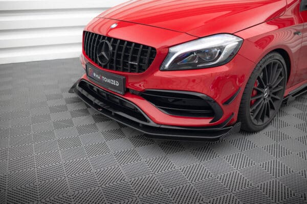 MAXTON DESIGN - Street Pro Spoiler pod predný nárazník + Splitre, Mercedes-Benz A 45 AMG Aero W176 Facelift, Čierna Matná – Obrázok 7