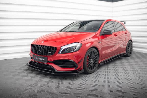 MAXTON DESIGN - Street Pro Spoiler pod predný nárazník + Splitre, Mercedes-Benz A 45 AMG Aero W176 Facelift, Čierna Matná – Obrázok 6
