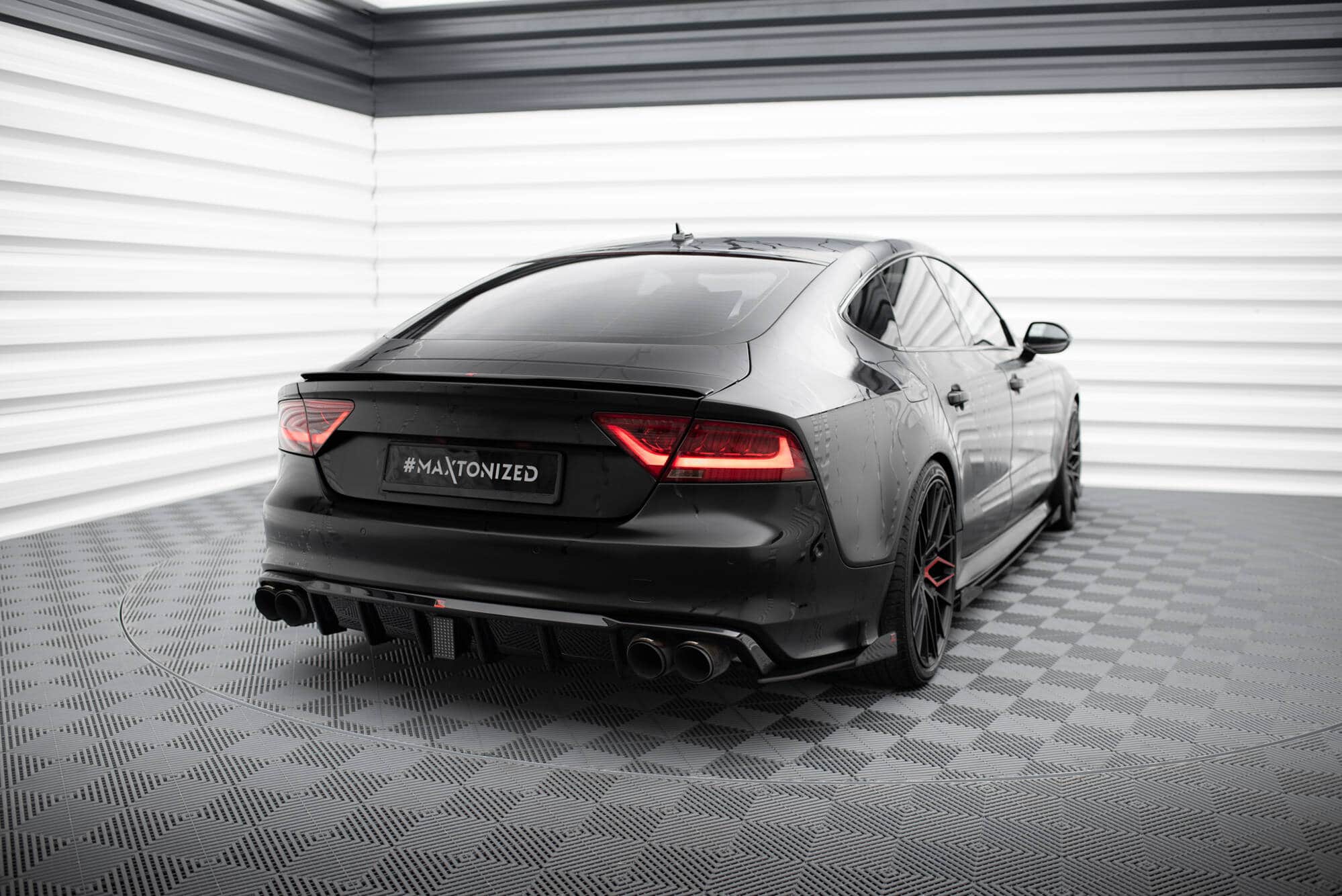 MAXTON DESIGN - Street Pro Bočné spoilere zadného nárazníka + Splitre, Audi A7 RS7 Look C7, Čierna Matná – Obrázok 5