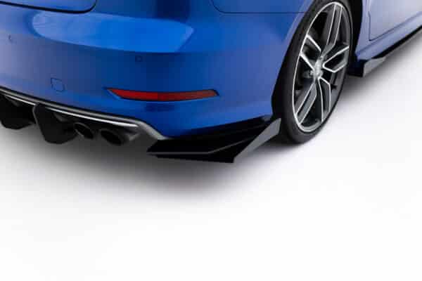 MAXTON DESIGN - Street Pro Bočné spoilere zadného nárazníka + Splitre, Audi S3 Sedan 8V, Čierna Matná