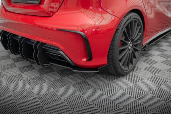 MAXTON DESIGN - Street Pro bočné spoilere pod zadný nárazník + Splitre, Mercedes-Benz A 45 AMG Aero W176 Facelift, Čierna Matná