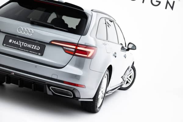 MAXTON DESIGN - Bočné spoilere zadného nárazníka, Audi A4 / A4 S-Line / S4 Sedan / Avant B9, Čierny lesk