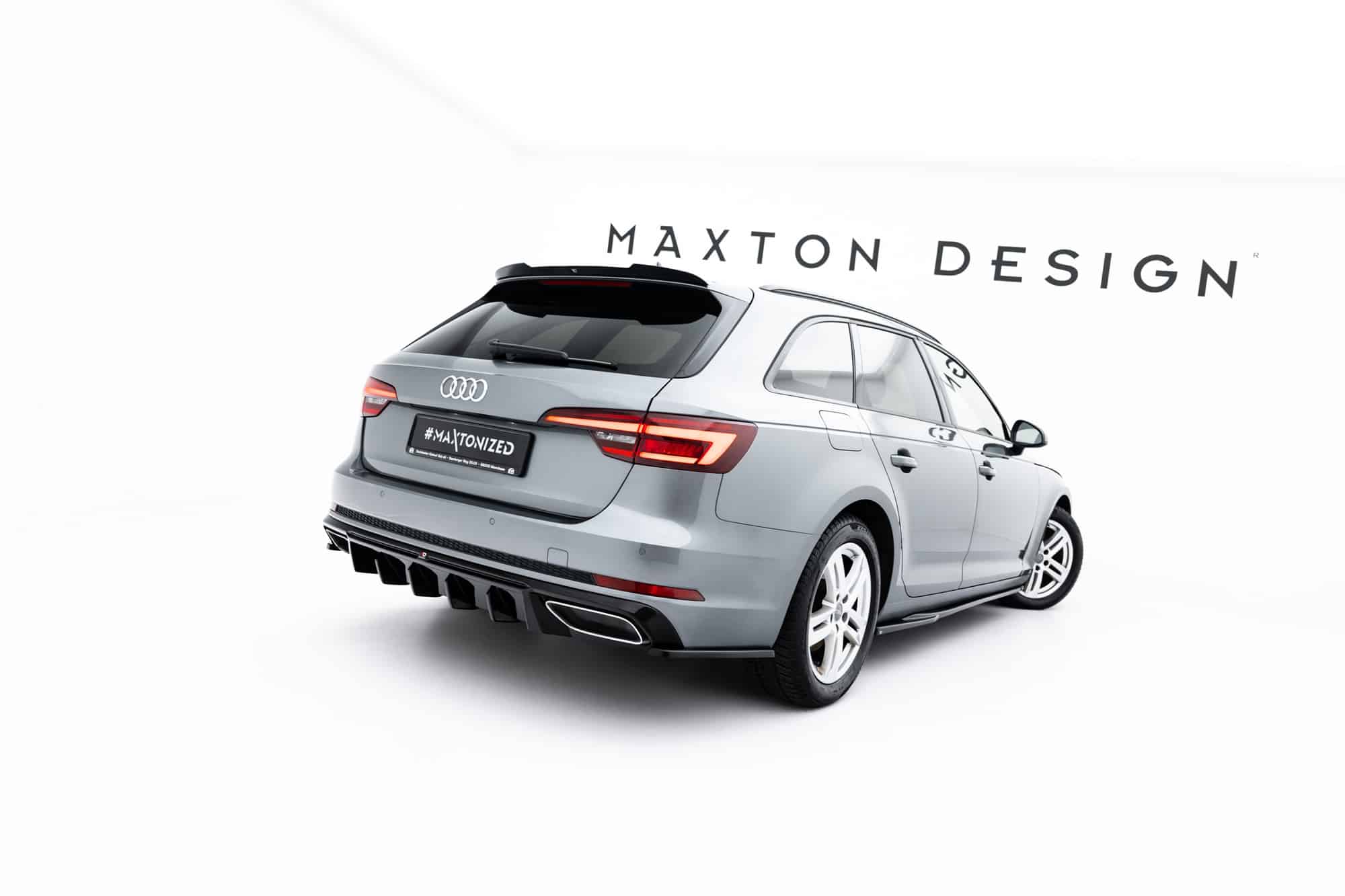 MAXTON DESIGN - Difúzor zadného nárazníka, Audi A4 / A4 S-Line Sedan / Avant B9, Čierny lesk
